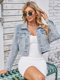 Pocketed Button Up Dropped Shoulder Denim Jacket - Trendsi