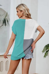 Color Block V-Neck Knit Top - Trendsi - Flyclothing LLC