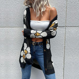 Floral Button Down Longline Cardigan - Trendsi