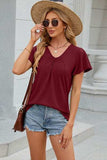 V-Neck Flutter Sleeve T-Shirt - Trendsi - Flyclothing LLC