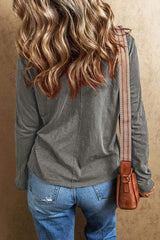 Exposed Seam V-Neck Long Sleeve T-Shirt - Trendsi - Flyclothing LLC