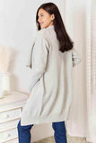 Double Take Open Front Duster Cardigan with Pockets - Trendsi