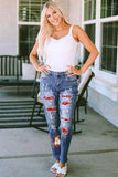Santa Graphic Distressed Straight Jeans - Trendsi - Flyclothing LLC