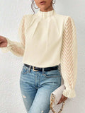 Mock Neck Flounce Sleeve Blouse - Trendsi - Flyclothing LLC