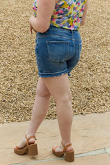 RISEN Maya Full Size Mid Rise Asymetrical Shorts - Trendsi - Flyclothing LLC
