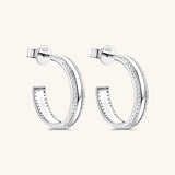 925 Sterling Silver Inlaid Moissanite C-Hoop Earrings - Trendsi