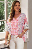 Mixed Print V-Neck Blouse - Trendsi - Flyclothing LLC