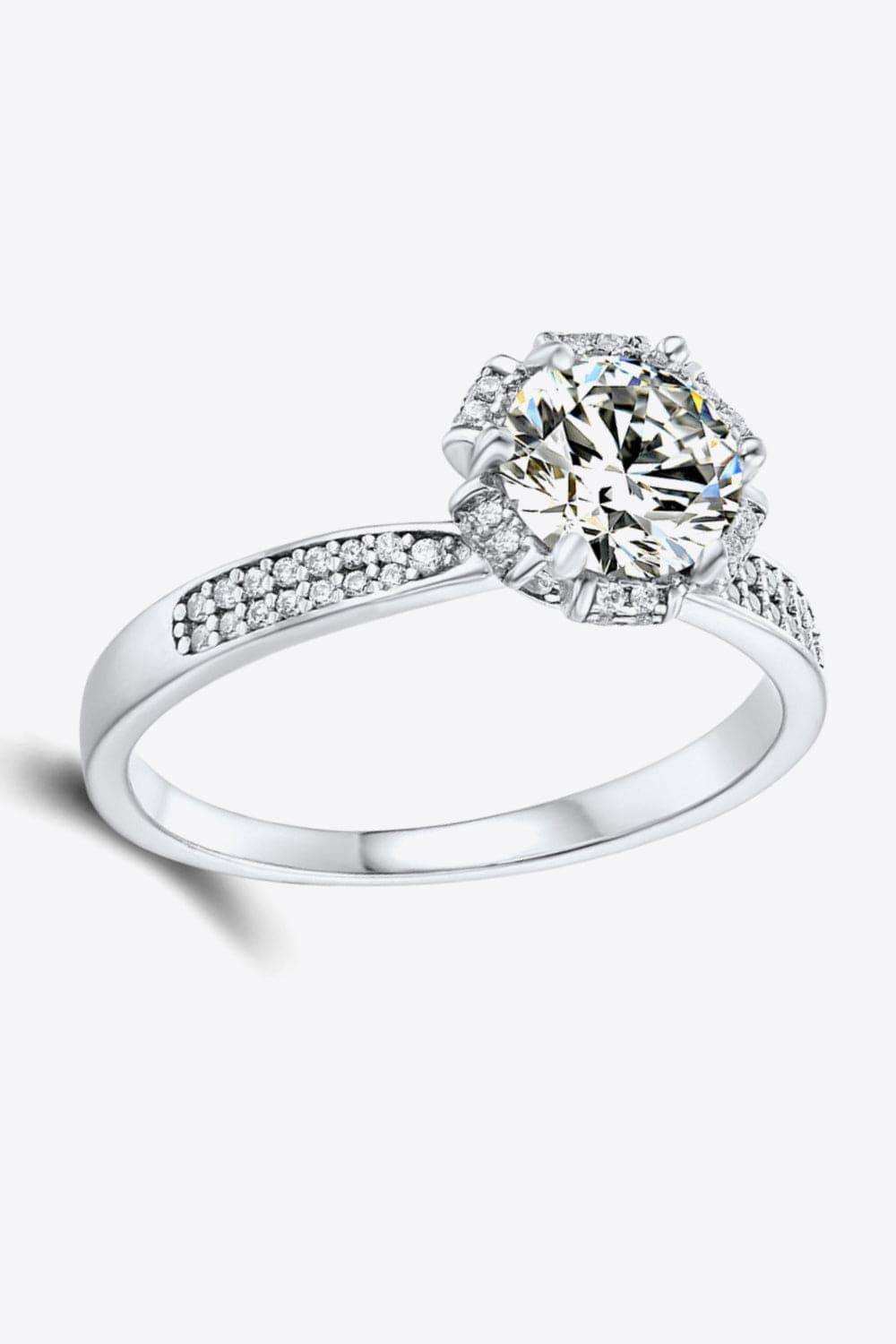 925 Sterling Silver 1 Carat Moissanite Ring - Trendsi - Flyclothing LLC