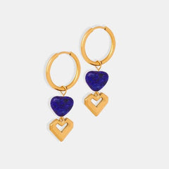 Heart Shape Lapis Lazuli Dangle Earrings - Trendsi