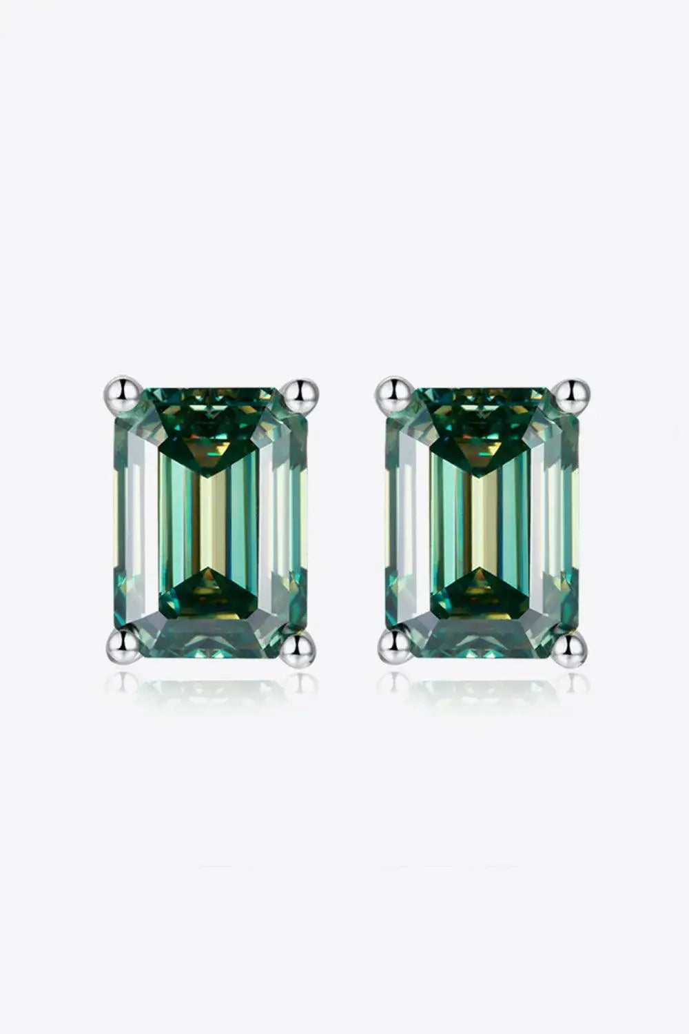 2 Carat Moissanite Stud Earrings in Green - Trendsi - Flyclothing LLC