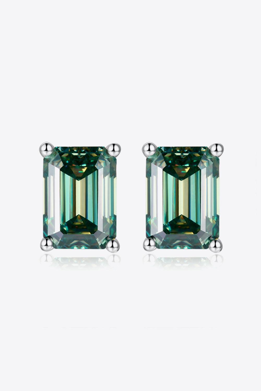 2 Carat Moissanite Stud Earrings in Green - Trendsi