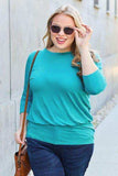Basic Bae Full Size Round Neck Batwing Sleeve Blouse - Trendsi - Flyclothing LLC