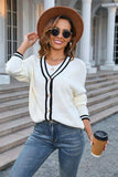 Buttoned V-Neck Long Sleeve Cardigan - Trendsi - Flyclothing LLC