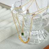 18K Gold-Plated Double-Layered Necklace - Trendsi - Flyclothing LLC