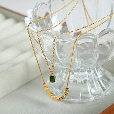 18K Gold-Plated Double-Layered Necklace - Trendsi - Flyclothing LLC