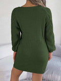 Cable-Knit Round Neck Sweater Dress - Trendsi - Flyclothing LLC