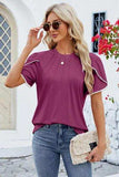 Round Neck Petal Sleeve T-Shirt - Trendsi - Flyclothing LLC