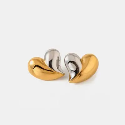 Heart Shape Stainless Steel Stud Earrings - Trendsi - Flyclothing LLC