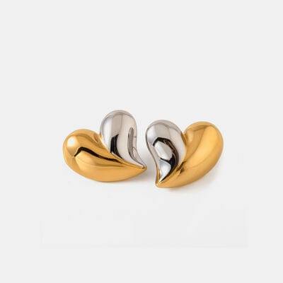 Heart Shape Stainless Steel Stud Earrings - Trendsi