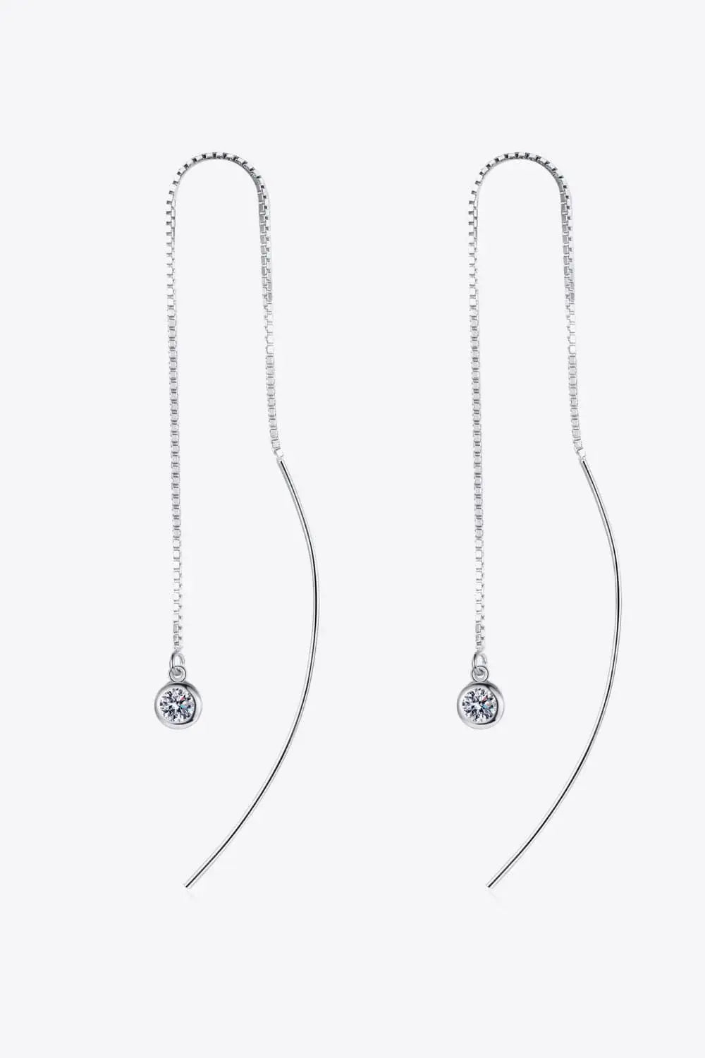 Moissanite 925 Sterling Silver Threader Earrings - Trendsi - Flyclothing LLC