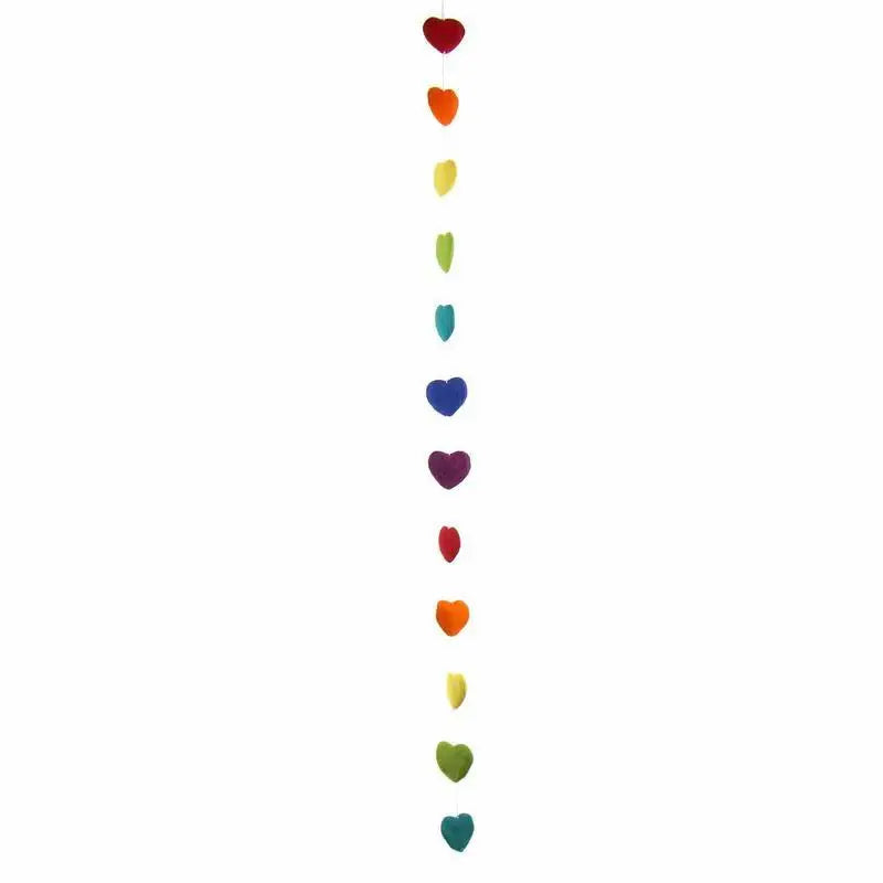 Hand Crafted Felt from Nepal: Hearts Garland, Multicolored - Global Groove Direct - Flyclothing LLC