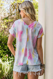 High-Low V-Neck Short Sleeve Blouse - Trendsi - Flyclothing LLC