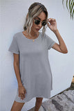 Round Neck Short Sleeve Mini Dress - Trendsi - Flyclothing LLC