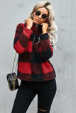 Half Zip Plaid Turtleneck Sweatshirt - Trendsi - Flyclothing LLC