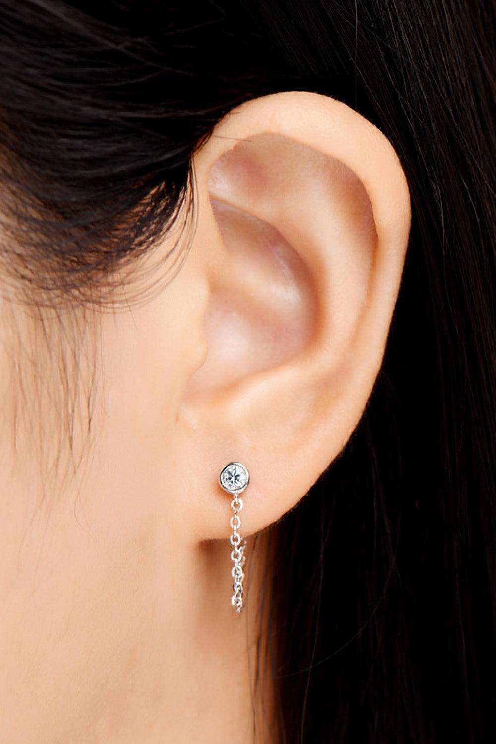 Inlaid Moissanite Chain Earrings - Trendsi - Flyclothing LLC