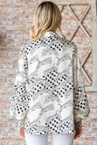 First Love Tiger Print Collared Neck Long Sleeve Satin Shirt - Trendsi