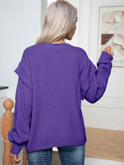 Dropped Shoulder Long Sleeve Sweater - Trendsi