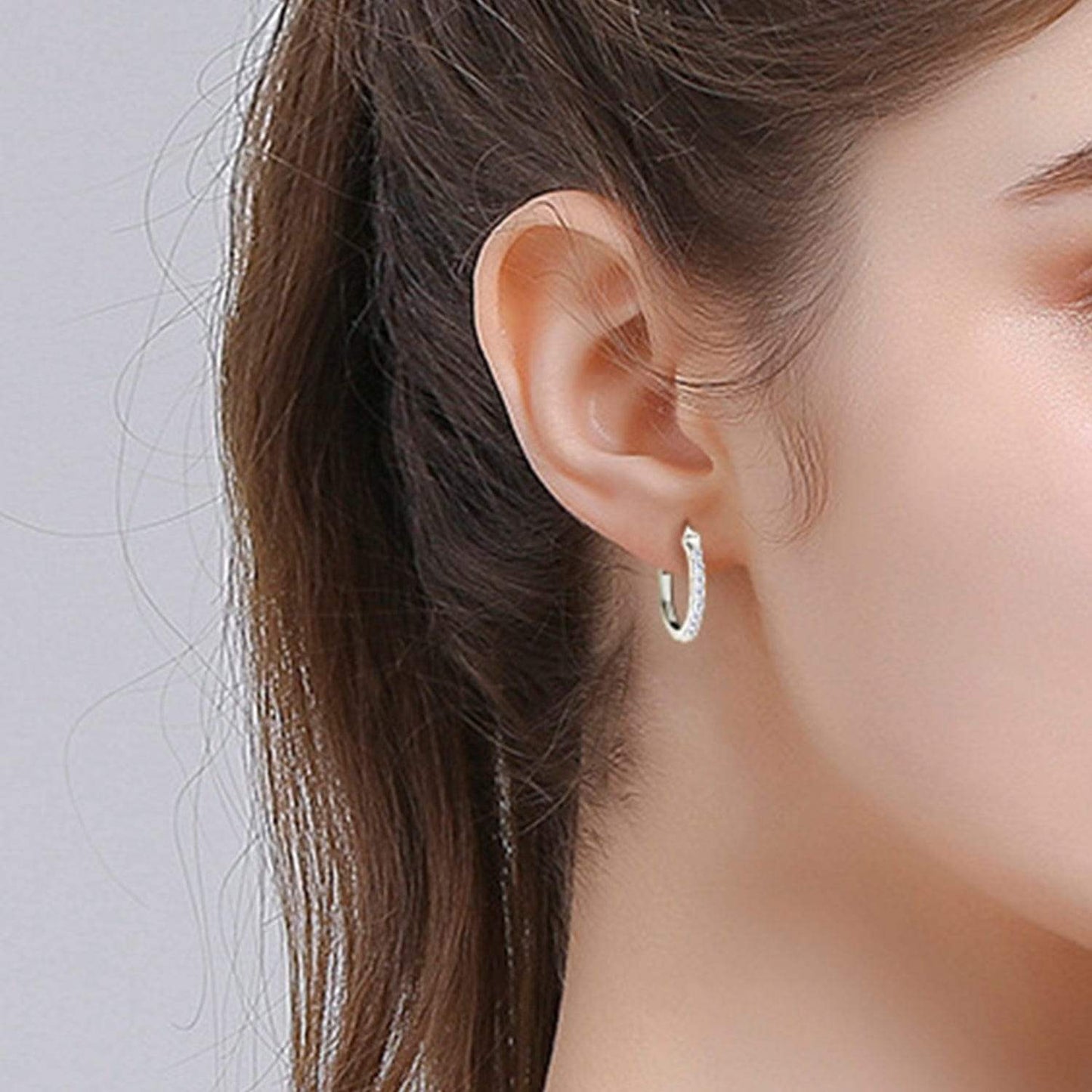 925 Sterling Silver Moissanite Huggie Earrings - Trendsi - Flyclothing LLC
