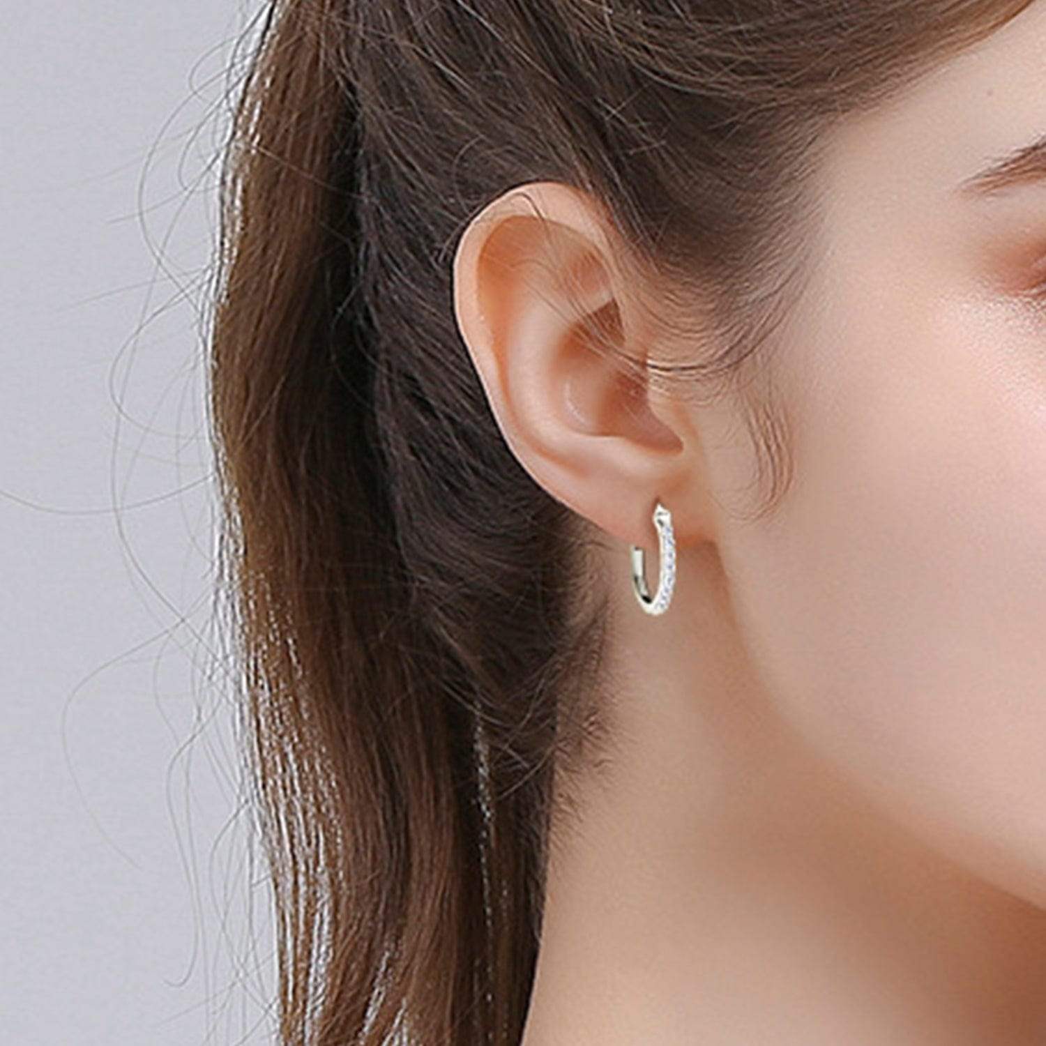 925 Sterling Silver Moissanite Huggie Earrings - Trendsi - Flyclothing LLC