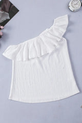 Ruffled One-Shoulder Tank - Trendsi - Flyclothing LLC