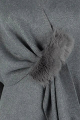 Surplice Neck Pom-Pom Trim Poncho - Trendsi - Flyclothing LLC