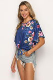 Floral Tie Hem Flounce Sleeve Top - Trendsi