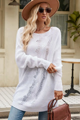 Boat Neck Dropped Shoulder Knit Top - Trendsi - Flyclothing LLC