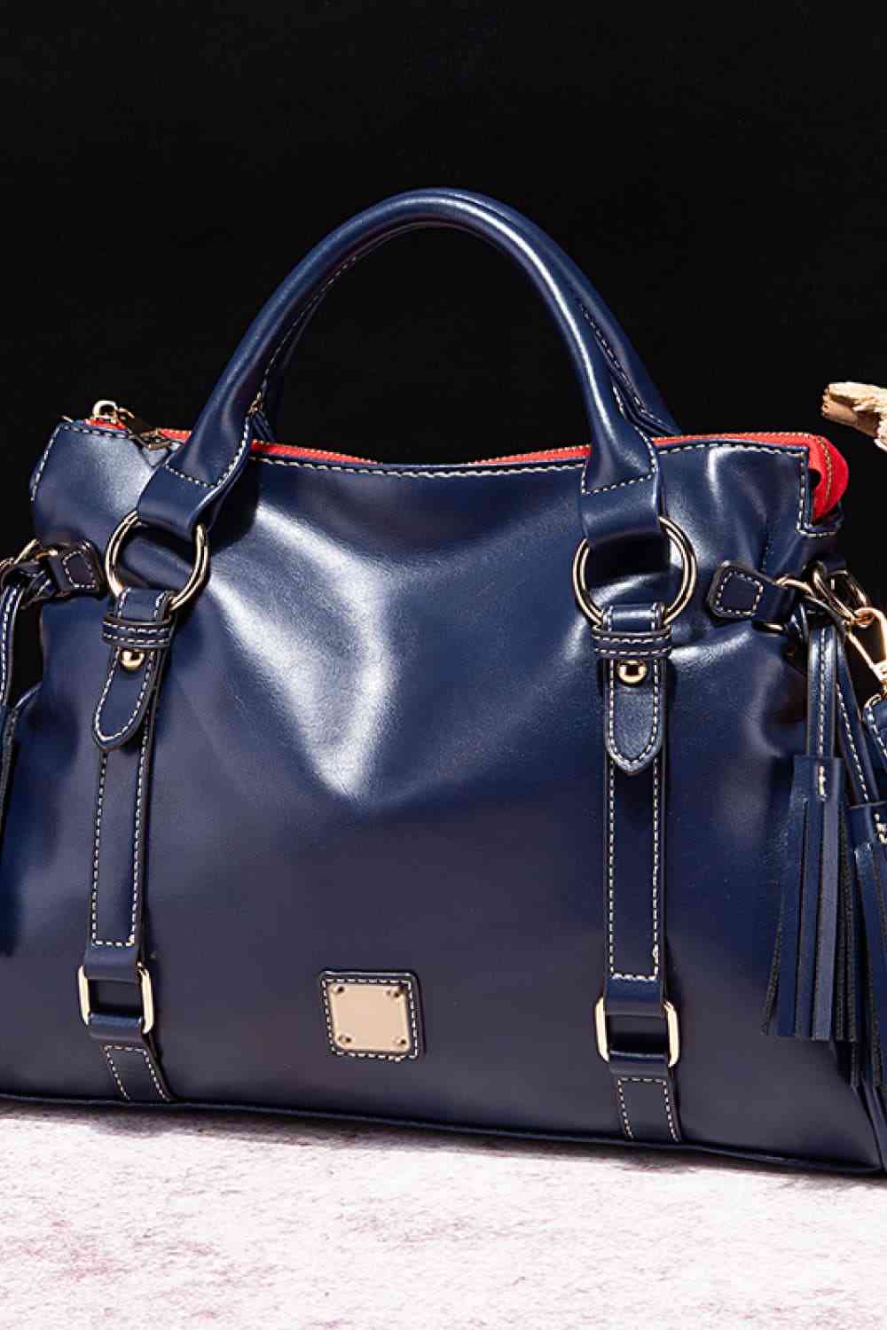 PU Leather Handbag with Tassels - Trendsi - Flyclothing LLC