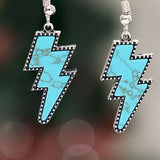 Artificial Turquoise Lightning Dangle Earrings - Trendsi
