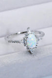 Platinum-Plated Opal and Zircon Ring - Trendsi