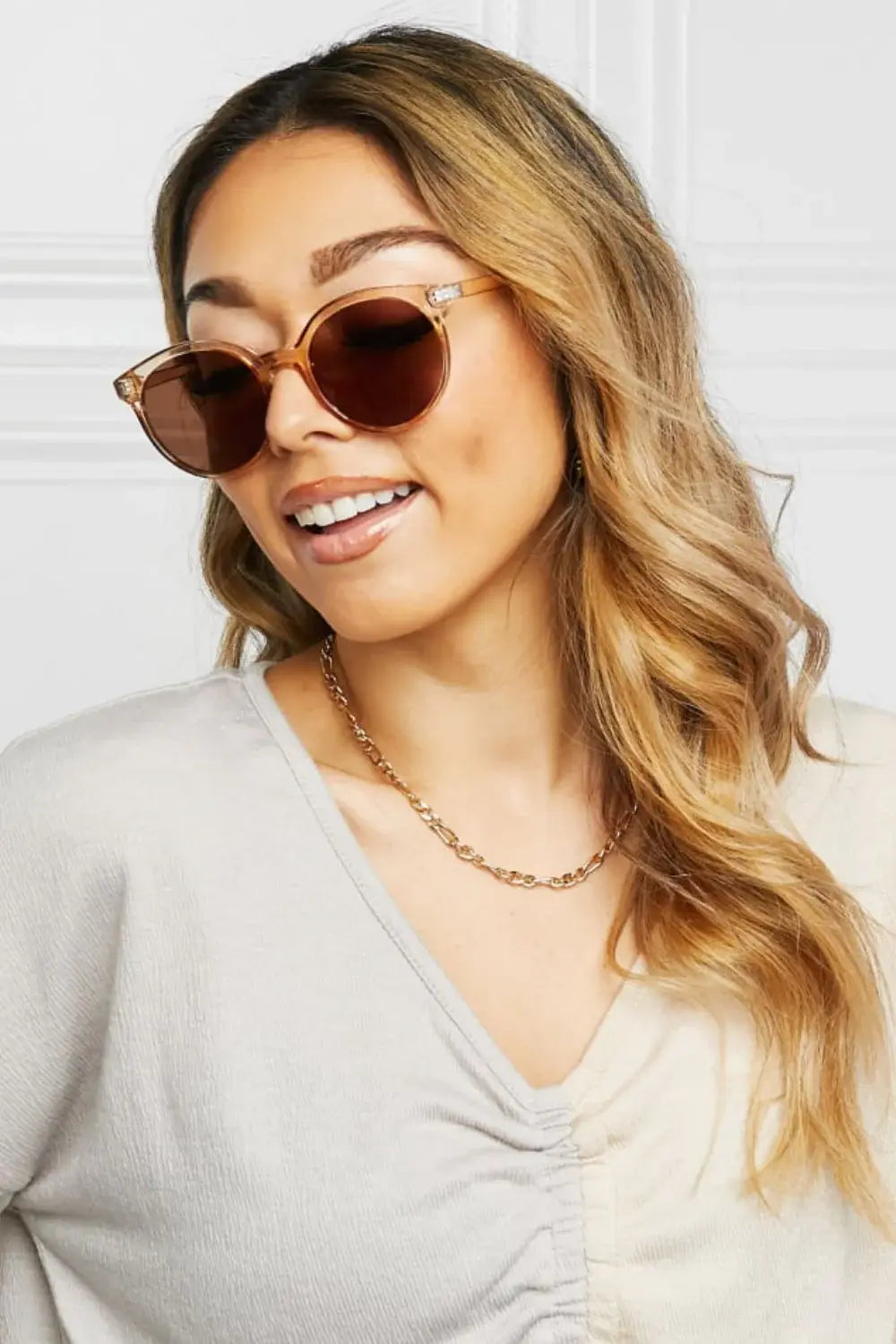 Round Full Rim Polycarbonate Frame Sunglasses - Trendsi - Flyclothing LLC