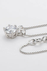 925 Sterling Silver 1 Carat Moissanite Pendant Necklace - Trendsi - Flyclothing LLC
