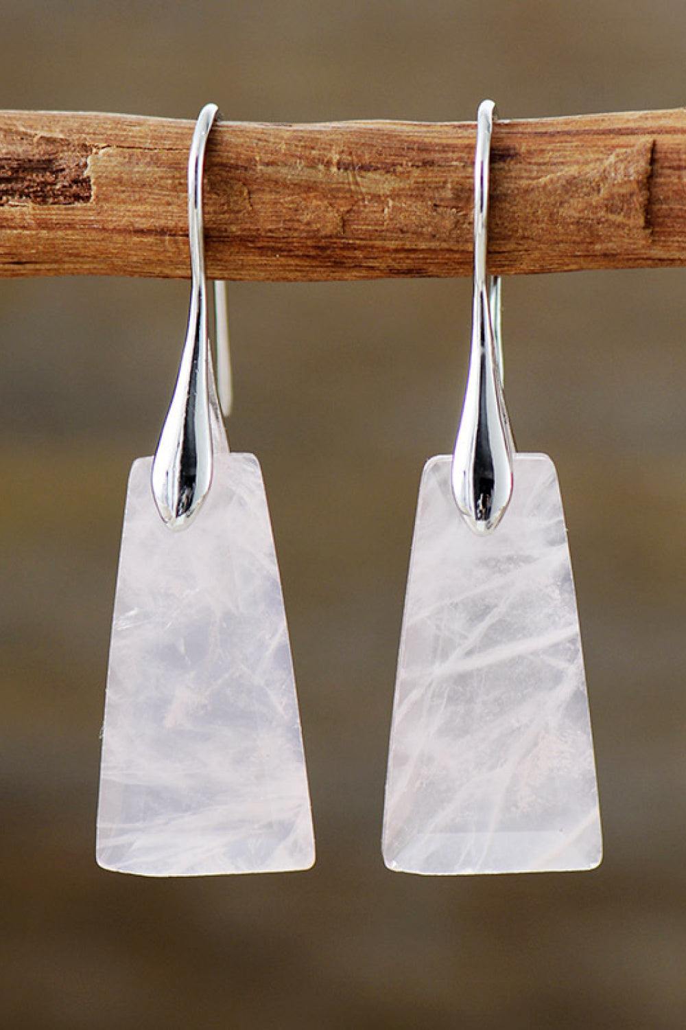 Handmade Geometrical Shape Natural Stone Dangle Earrings - Trendsi