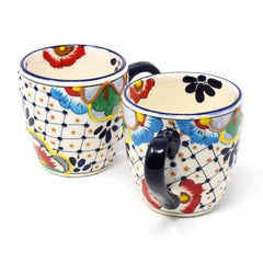 Rounded Mugs - Dots and Flowers, Set of Two - Encantada - Encantada