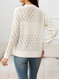 Openwork V-Neck Buttoned Knit Top - Trendsi - Flyclothing LLC