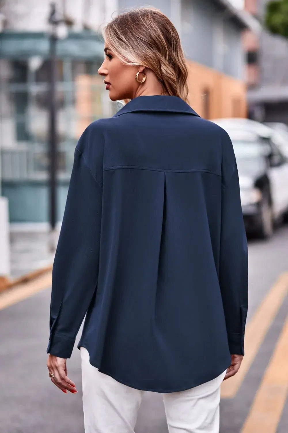 Dropped Shoulder Longline Shirt with Pockets - Trendsi - Flyclothing LLC