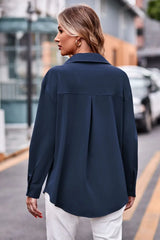 Dropped Shoulder Longline Shirt with Pockets - Trendsi - Flyclothing LLC