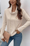 Tied Mock Neck Long Sleeve Knit Top - Flyclothing LLC
