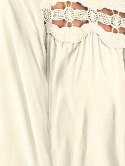 Cutout Square Neck Long Sleeve Blouse - Trendsi - Flyclothing LLC