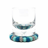 Hand Crafted Felt Ball Coasters from Nepal: 4-pack, Chakra Light Blues - Global Groove (T) - Global Groove